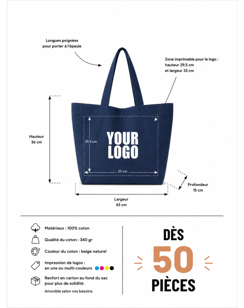 DRAAGTAS "NANCY" - NAVY (43x15x36CM)