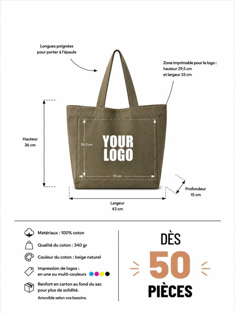 BAUMWOLLTASCHE NANCY - ARMY (43x15x36 cm)