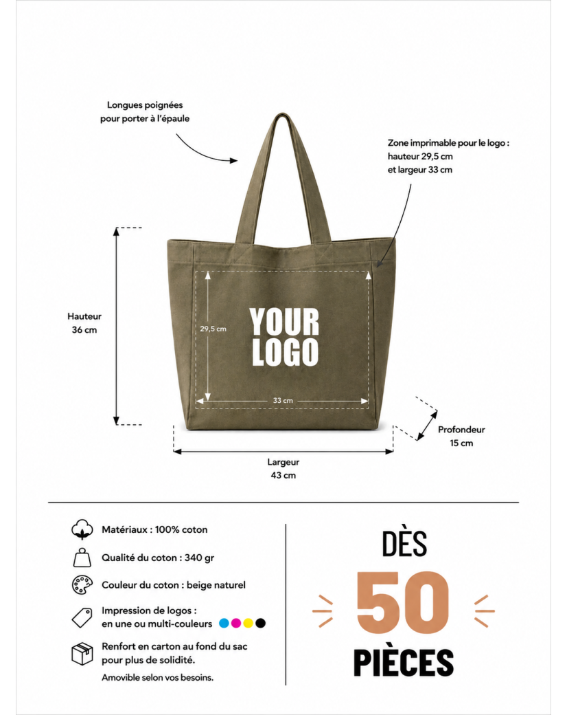 BAUMWOLLTASCHE NANCY - ARMY (43x15x36 cm)