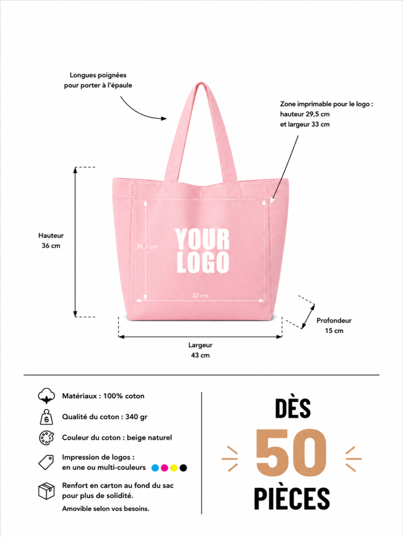 BAUMWOLLTASCHE "NANCY" – ROSA (43x15x36cm)