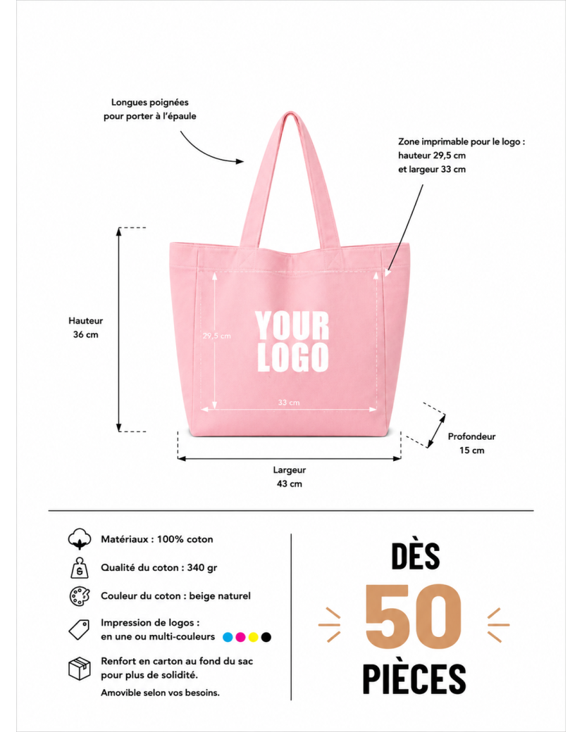 COTTON BAG "NANCY" – PINK (43x15x36cm)