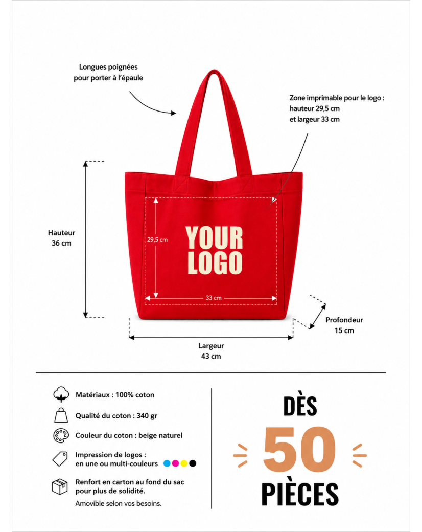 COTTON BAG "NANCY" – RED (43x15x36cm)