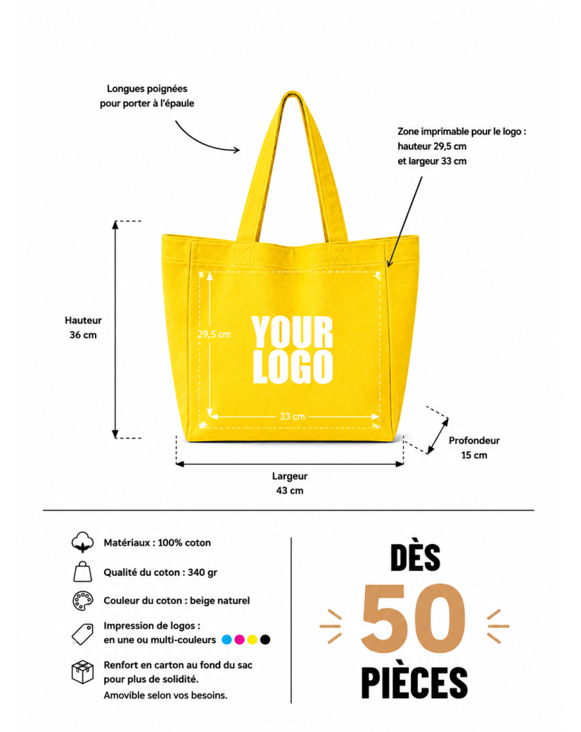 BOLSA DE ALGODÓN "NANCY" – AMARILLO (43x15x36cm)