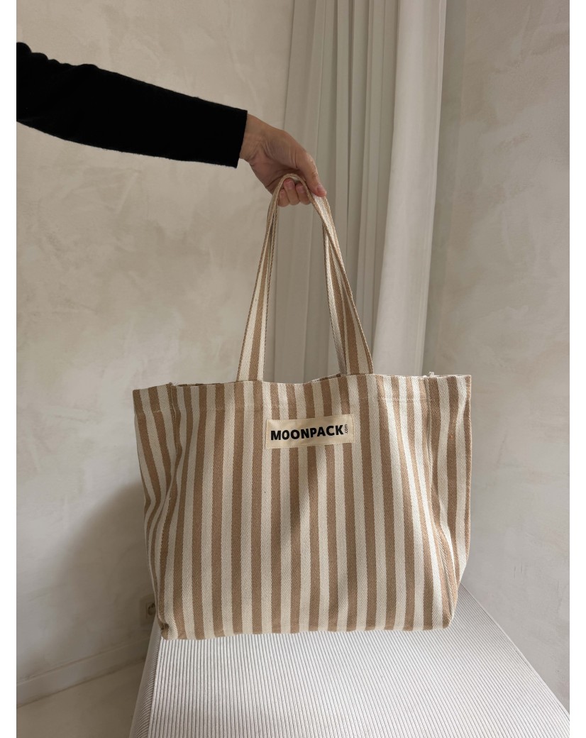 COTTON BAG BIARRITZ BEIGE - L (43x15x36cm)