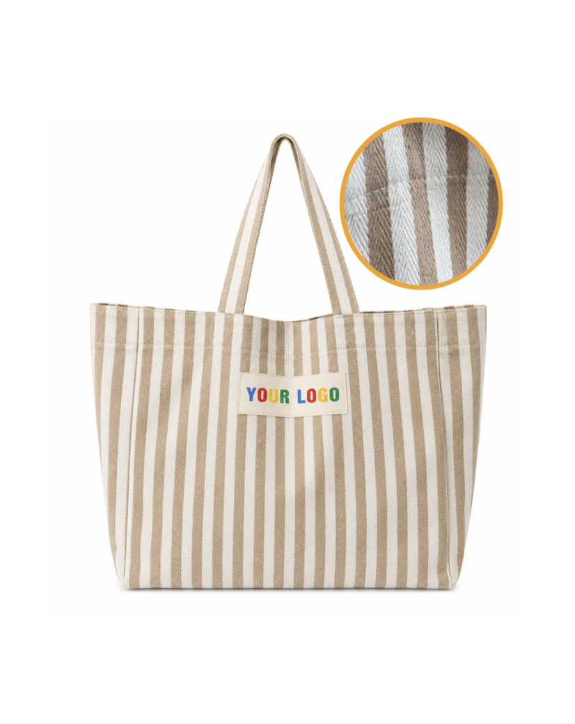 COTTON BAG BIARRITZ BEIGE - L (43x15x36cm)