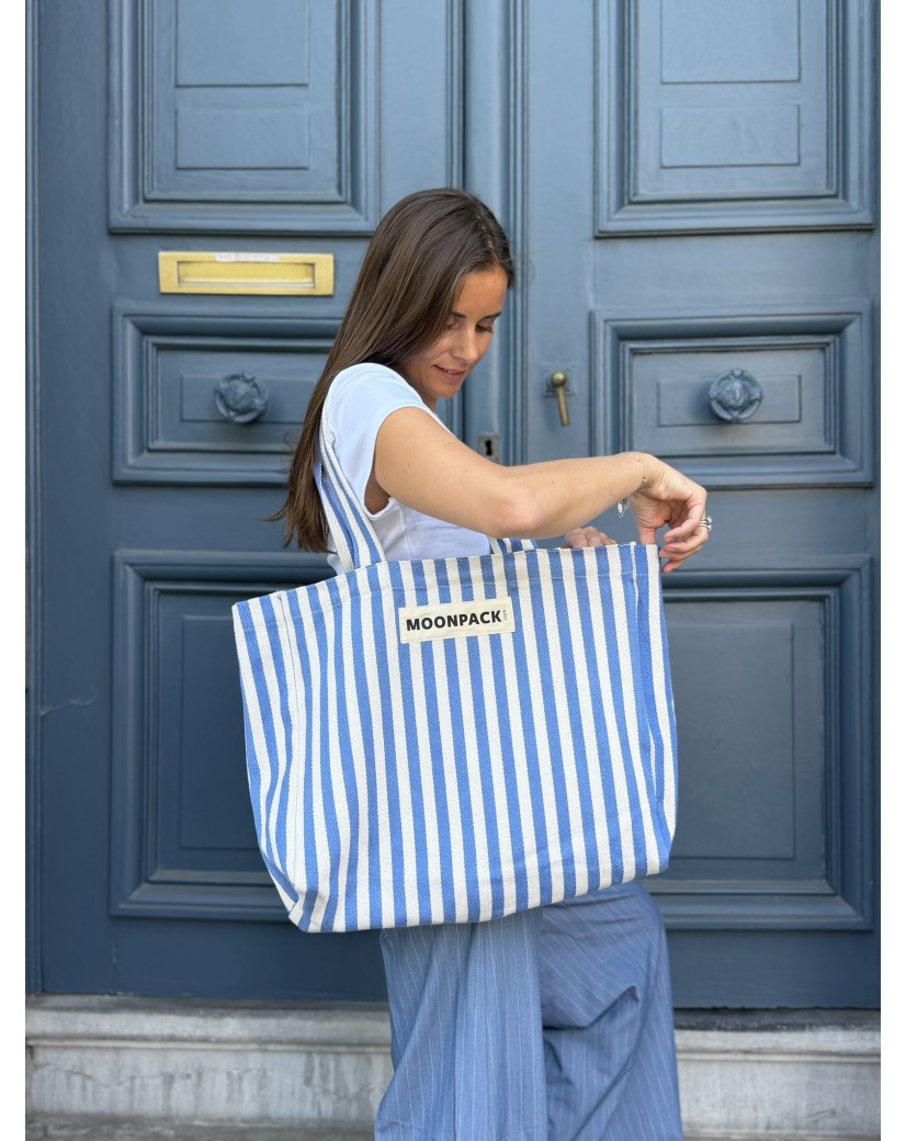 COTTON BAG BIARRITZ BLUE - L (43x15x36cm)
