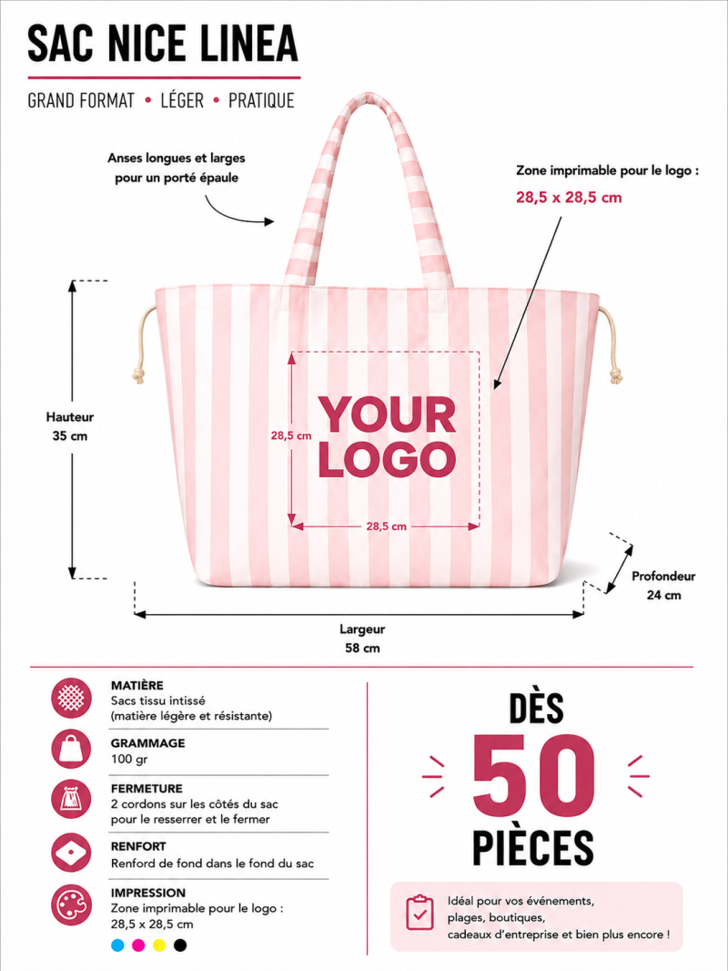 NICE LINEA Light Pink Bag – L (58 x 24 x 35 cm)