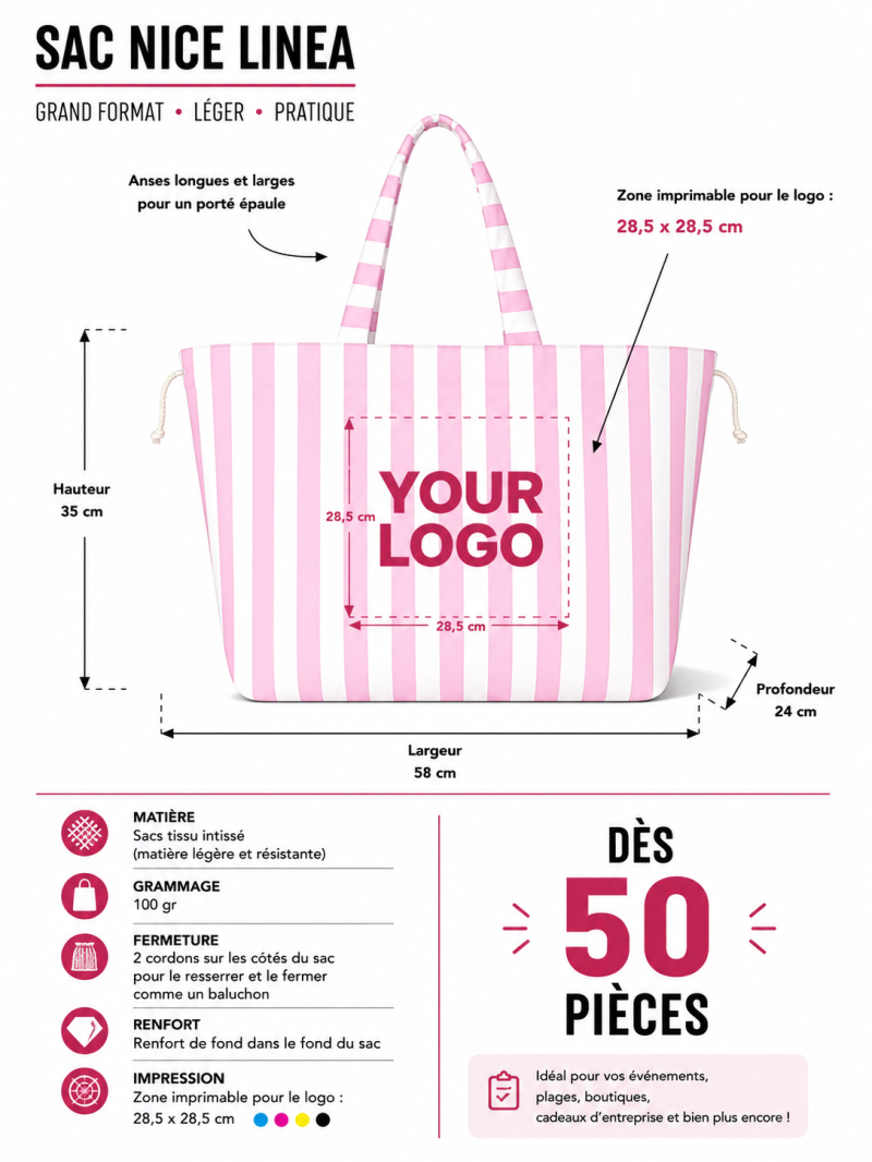 NICE BAG LINEA – PEPPY PINK - L (58 x 24 x 35 cm)