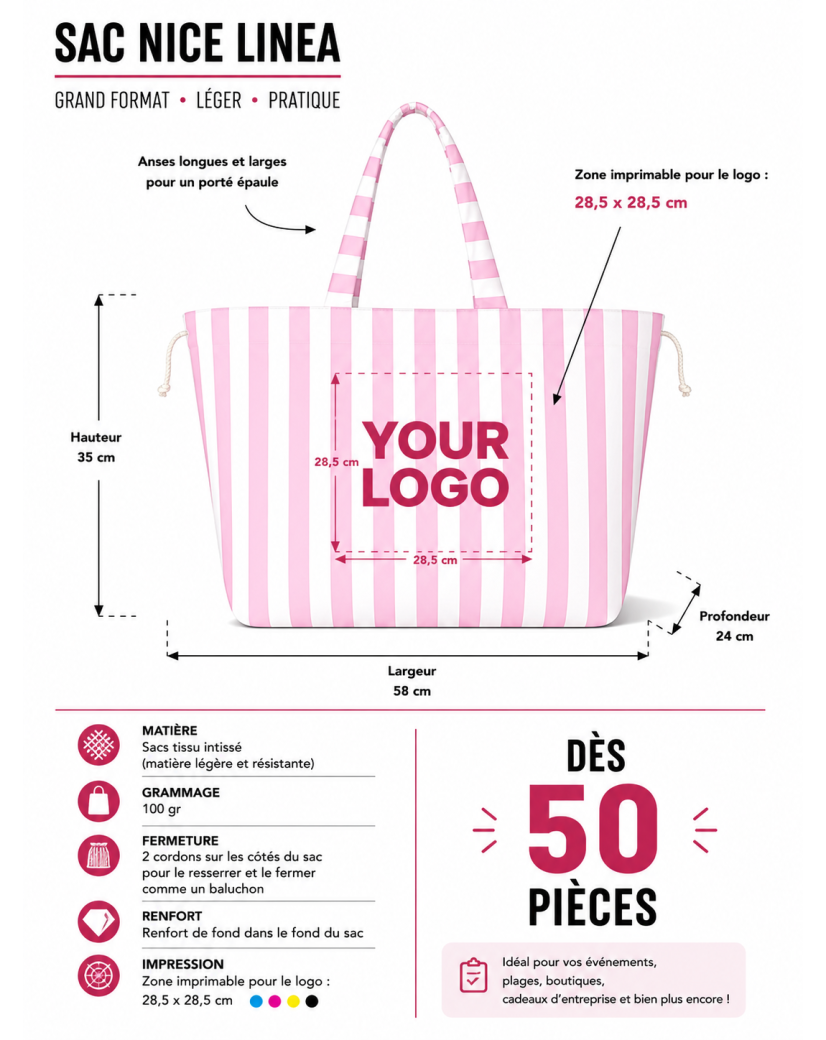 DRAAGTAS NICE  LINEA – PEPPY ROZE - L (58 x 24 x 35 cm)