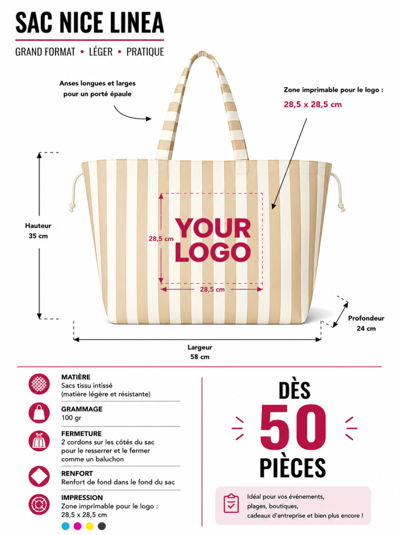 DRAAGTAS NICE  LINEA – BEIGE - L (58 x 24 x 35 cm)