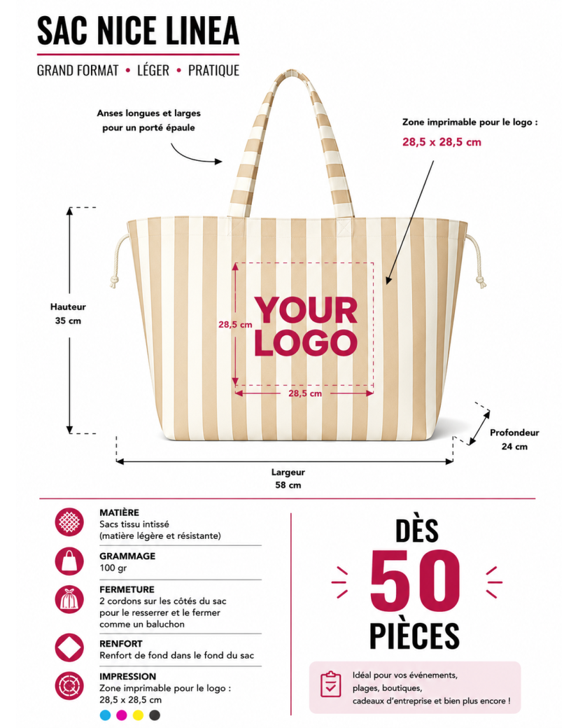 Tasche NICE LINEA Beige – L (58 x 24 x 35 cm)