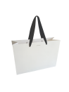 Bolsa de papel de lujo con asa de cinta negra - Blanco M