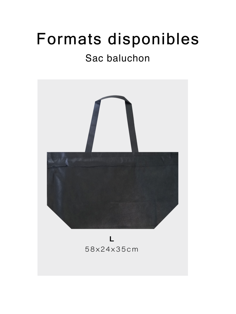 Vliesstofftasche Modell Baluchon – Schwarz L, ohne Aufdruck