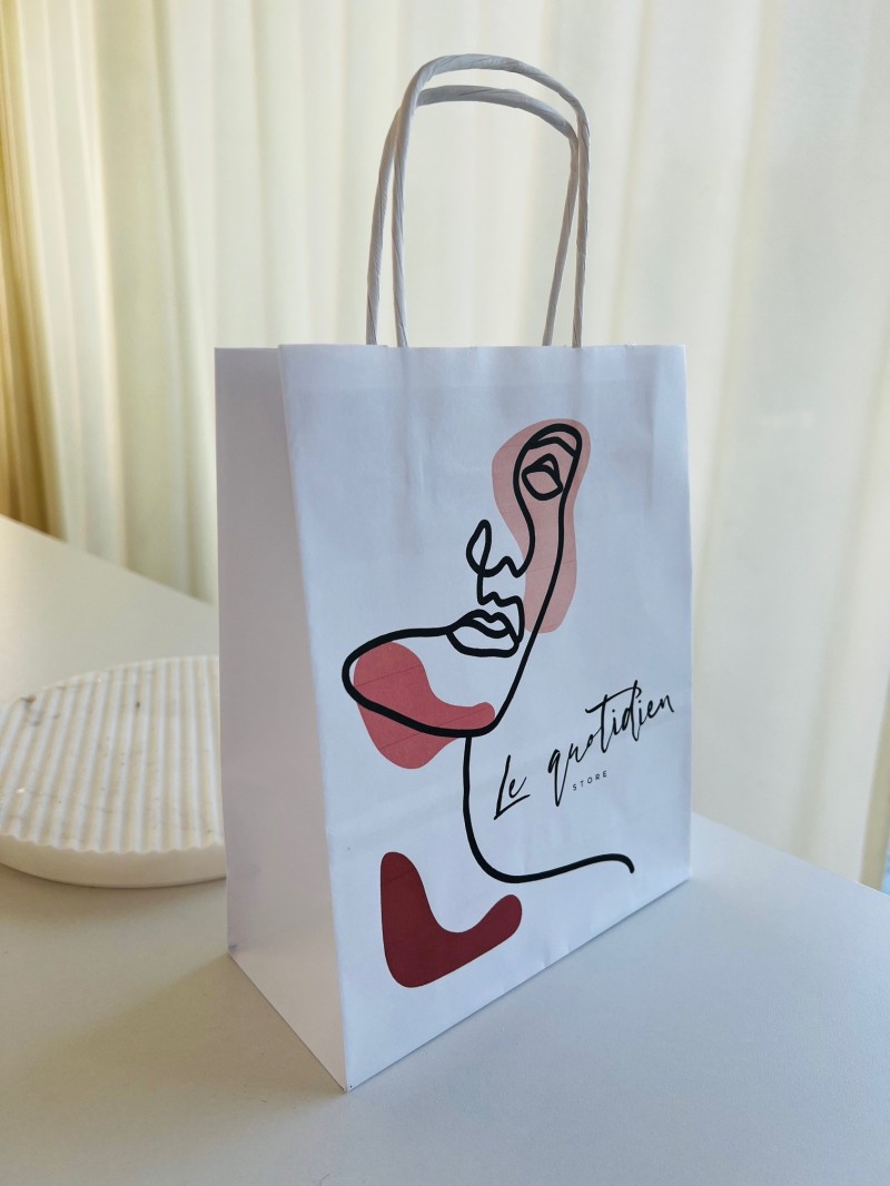 TAS MET GEDRAAID HANDVAT - WIT S (18x8x22,5cm)