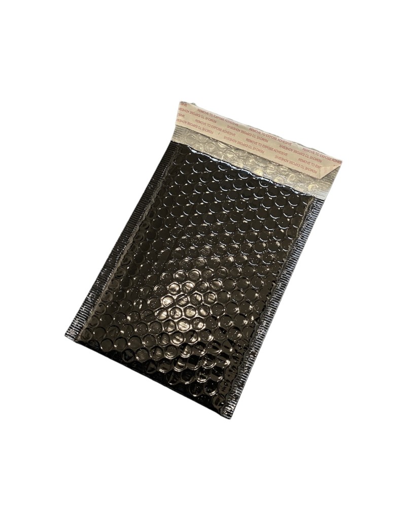 Metallic Bubbel Envelop - Blinkend zwart S