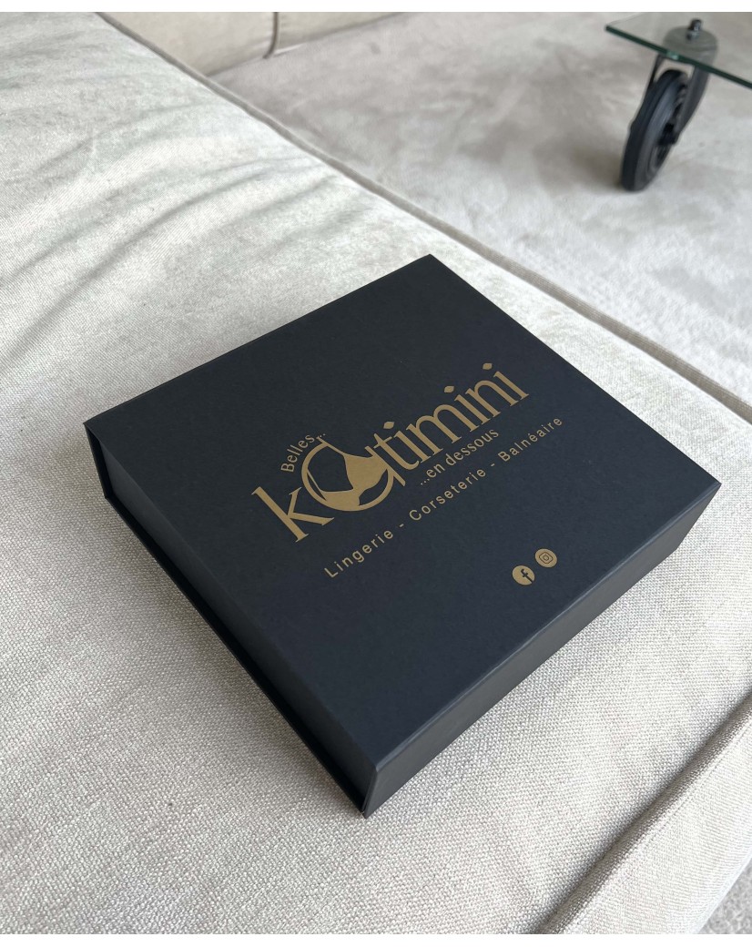 Boîte aimantée Noir M (21x20,5x5,5cm) - logo sérigraphie