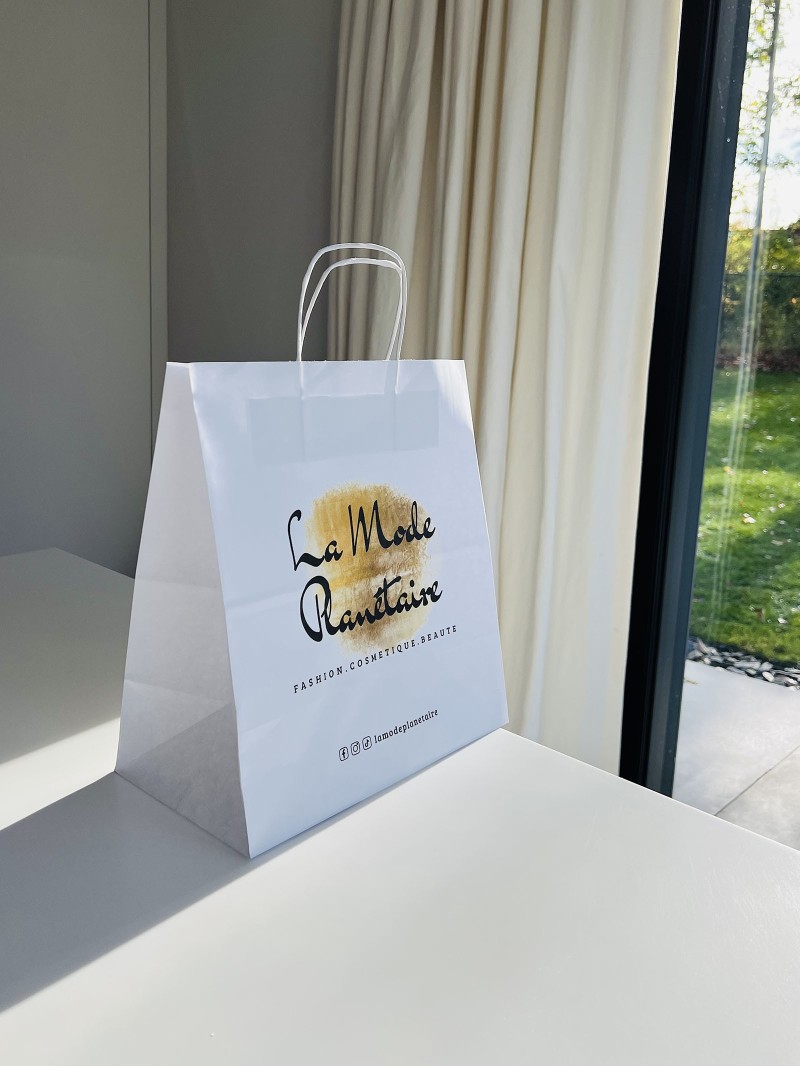 Tas met gedraaid handvat - Wit VIERKANT M (30,5x17x34cm)