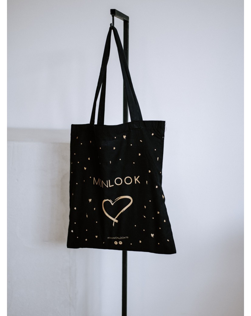 Sac coton "Paris" - NOIR (38x42cm)