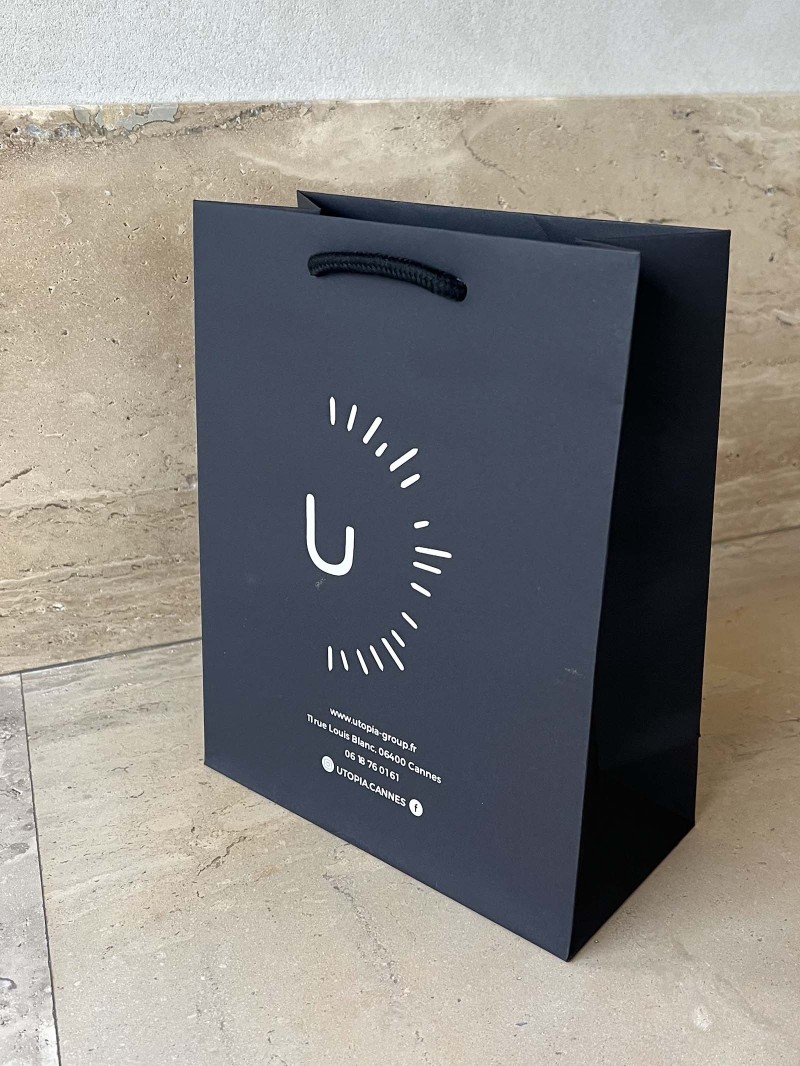 Bolsas de papel de lujo - Negro M - Asas con cordón