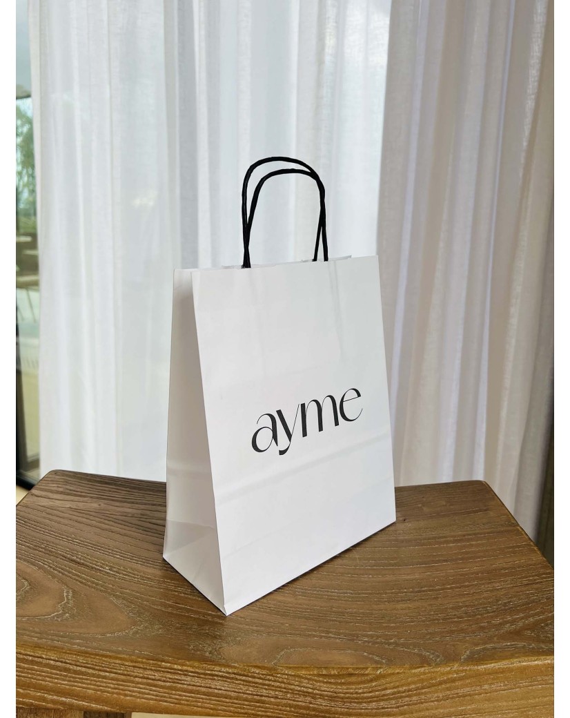 Black Twisted Handle Bags – White – S (18x8x22.5 cm)