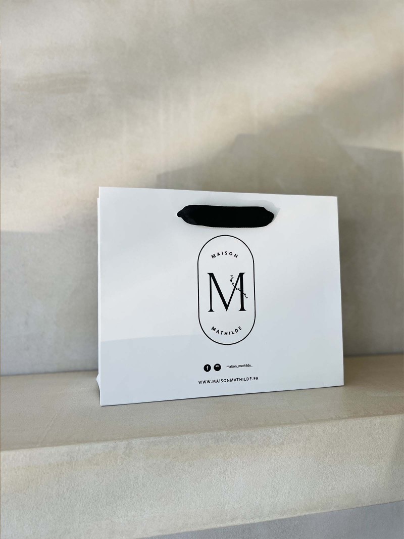 Sac papier Luxe Express- Blanc M (35x12x25cm)