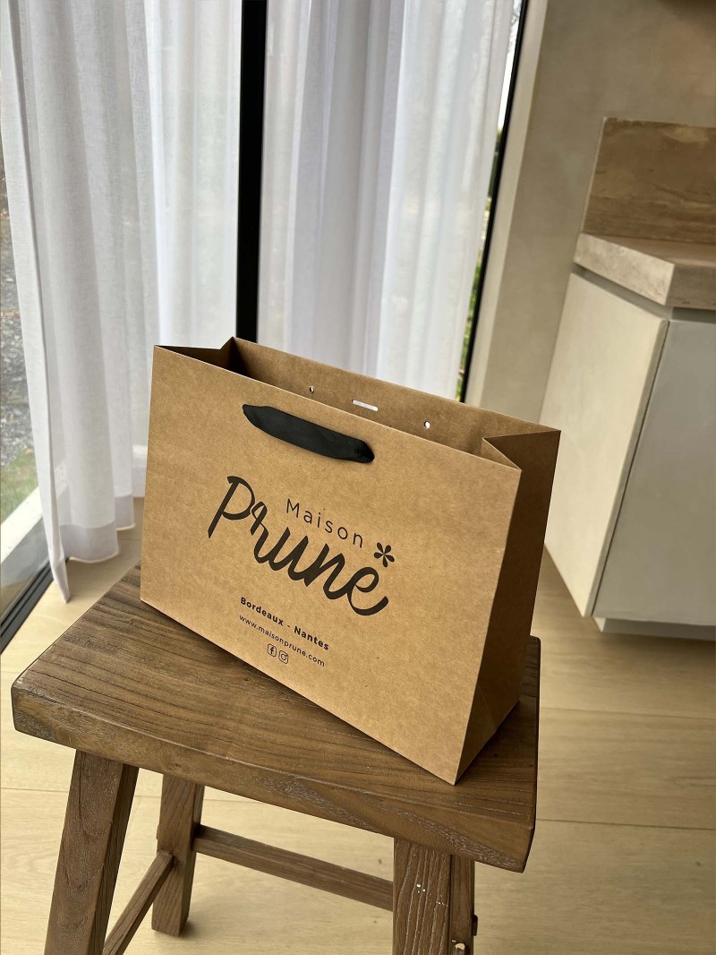 Chronopack Sac papier luxe poignées rubans - Kraft M