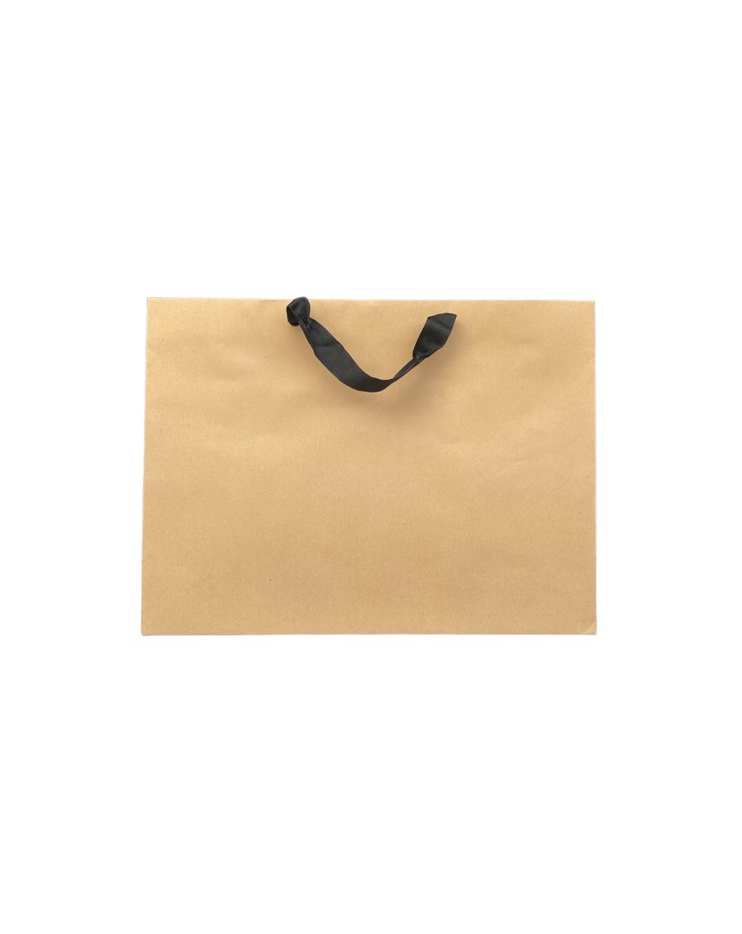 Bolsa de papel kraft con asas de cinta negra