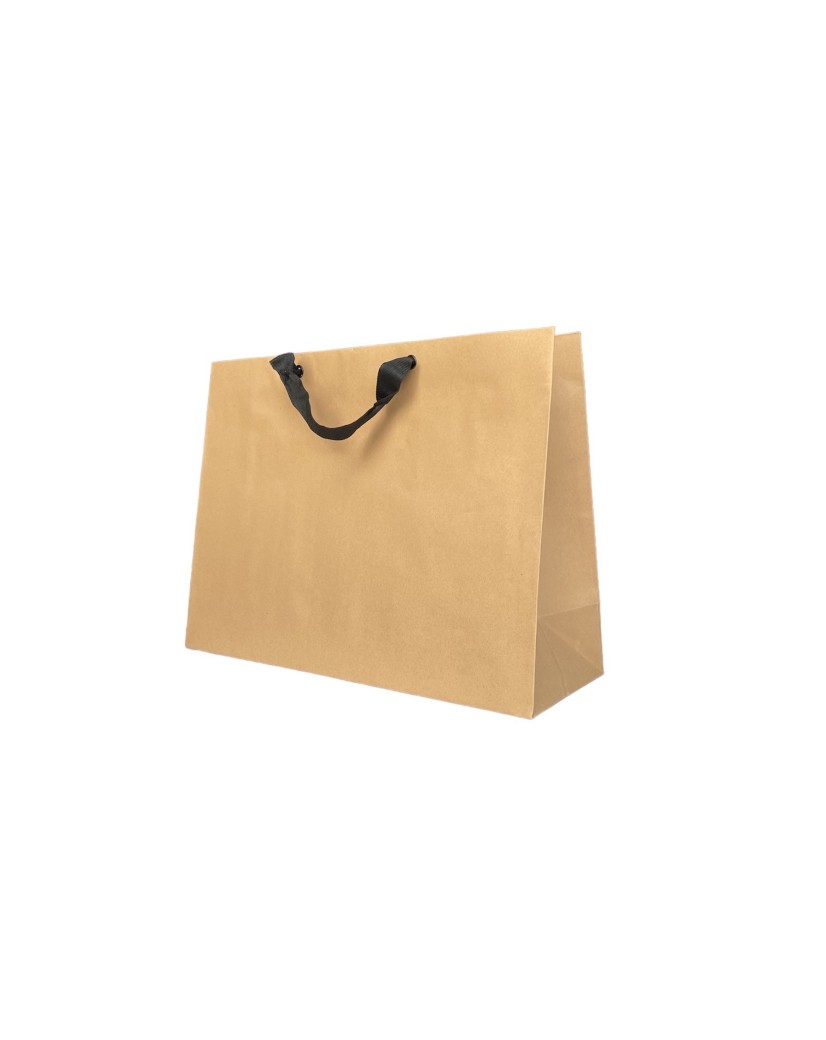 Bolsa de papel kraft con asas de cinta negra