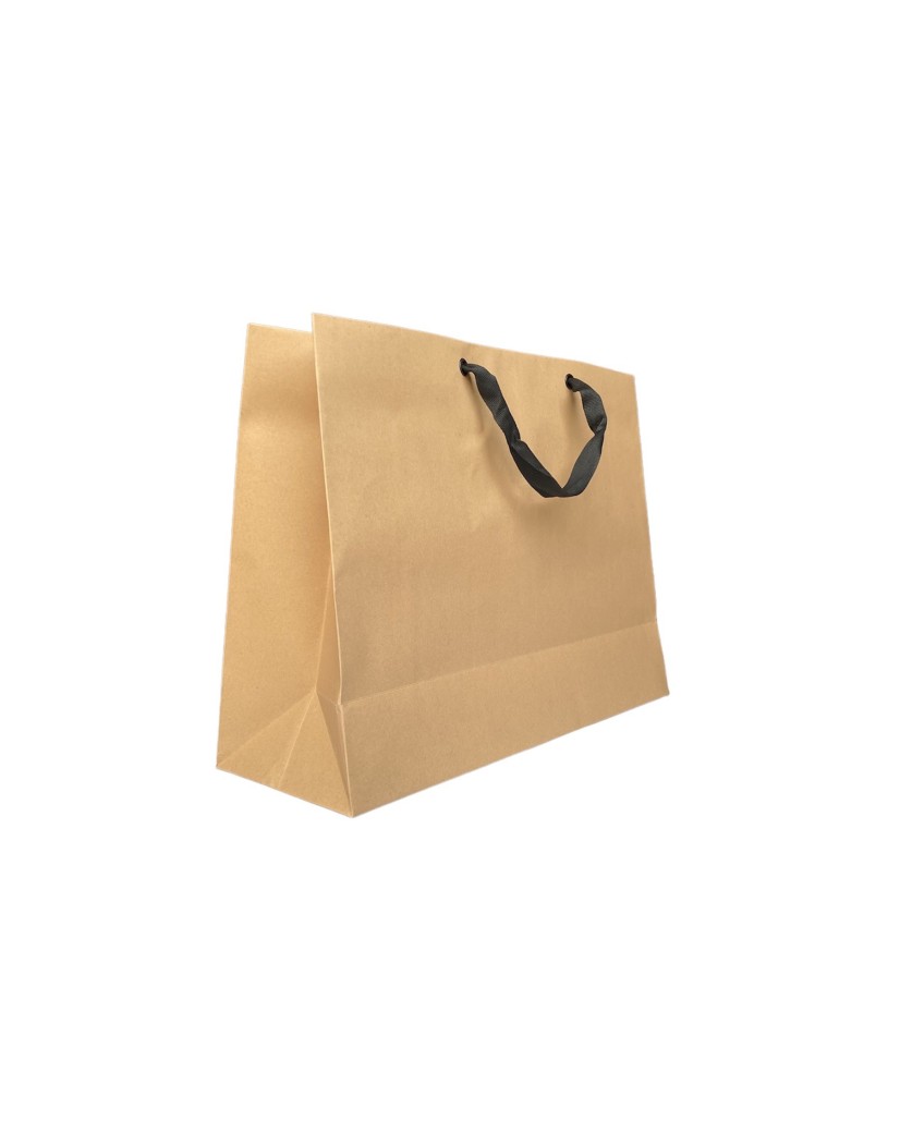 Bolsa de papel kraft con asas de cinta negra