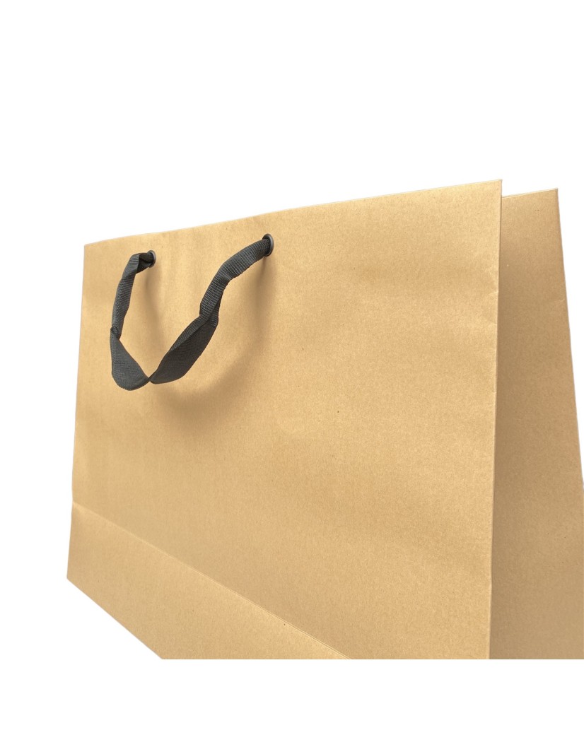 Sac Papier Kraft Poignée Ruban Noir