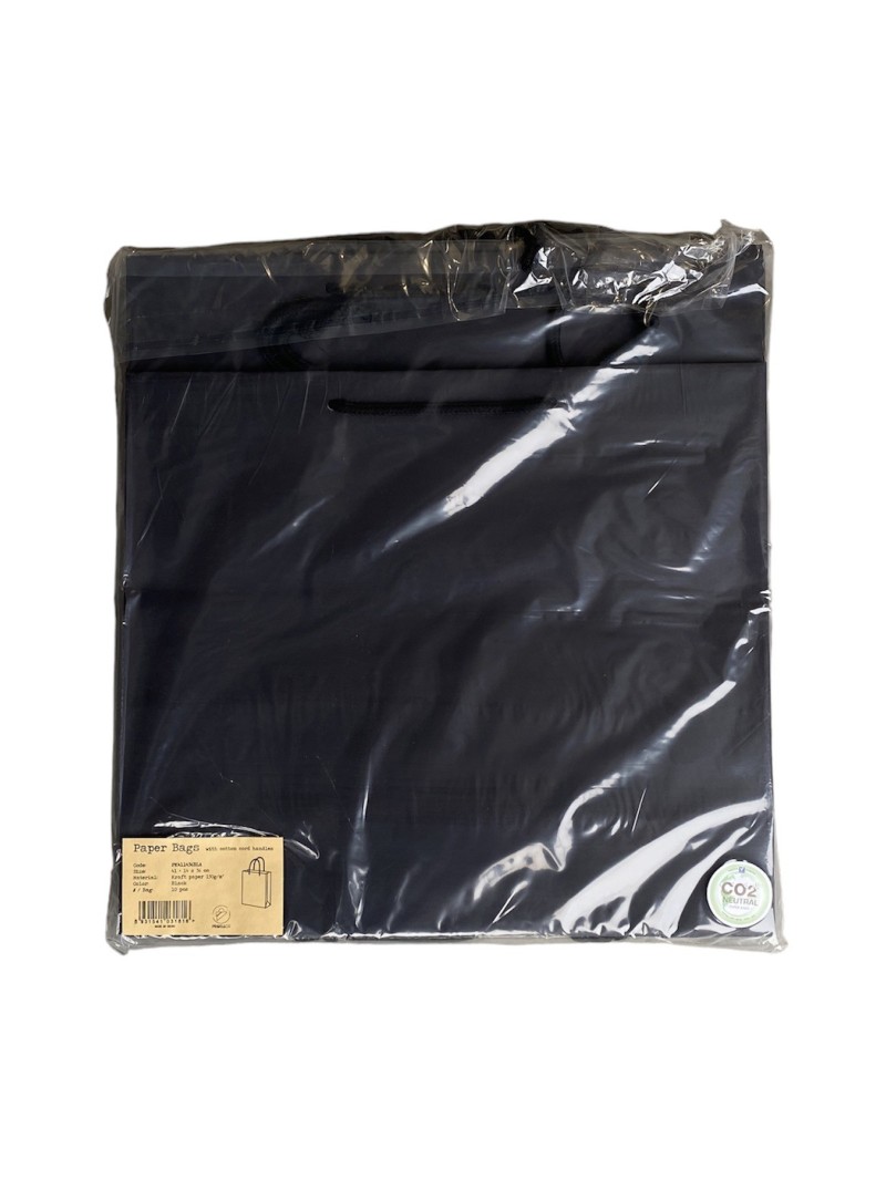 Sac papier Noir poignée Cordelette Noir