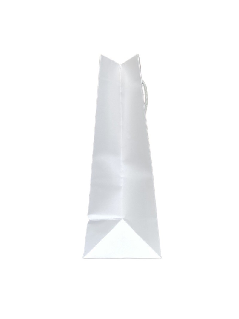 Weiße Papiertüte mit weißen Kordelgriffen