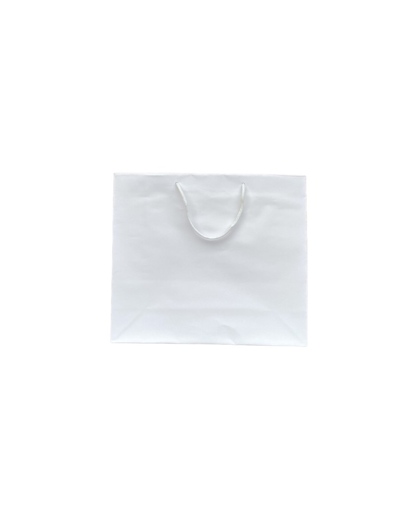 Bolsa de papel blanca con asas de cordón blanco
