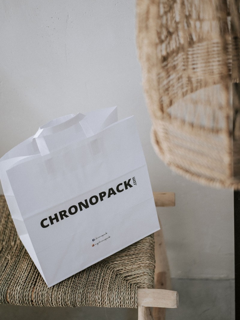 Sacs poignées plates - Blanc SNACK TAKEAWAY (32x21x33cm)