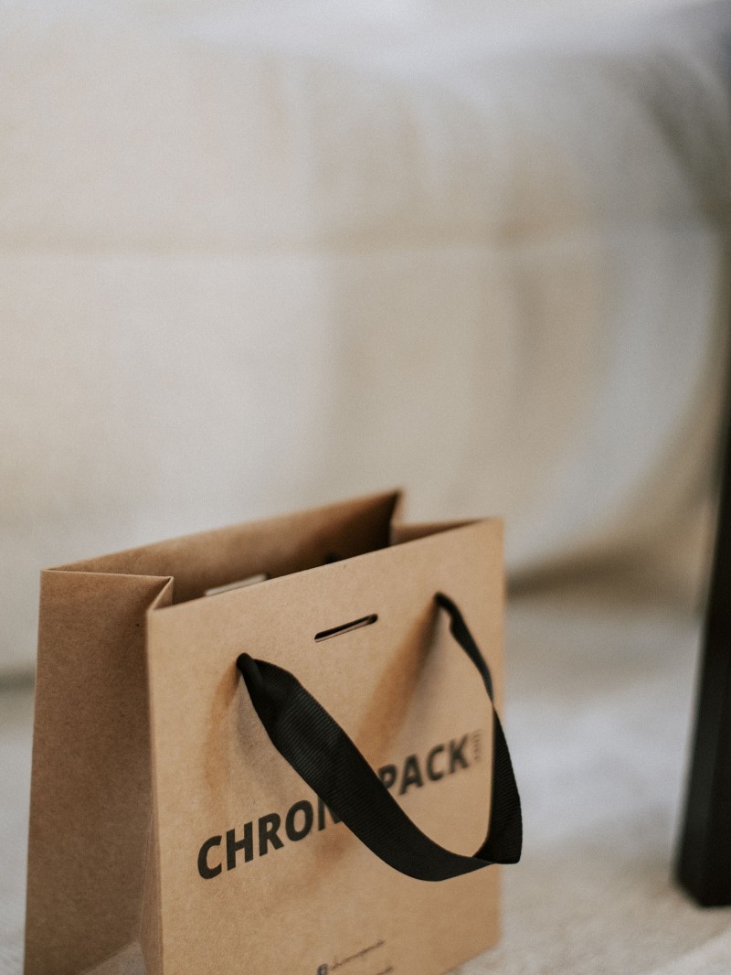 Chronopack Sac papier luxe poignées rubans - Kraft XS