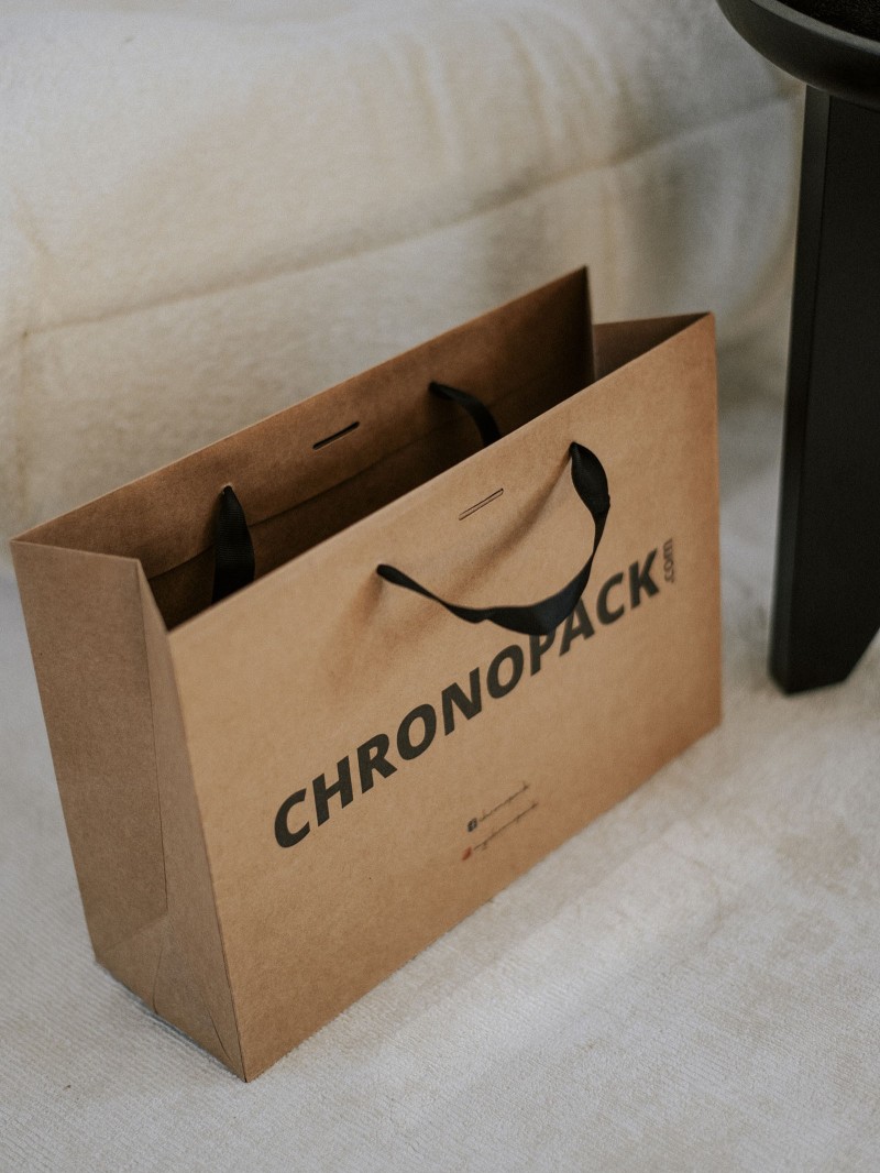 Luxury paper bags - Kraft M - Ribbon handles