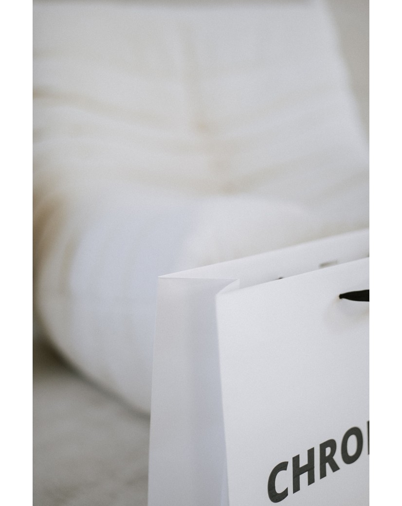 Luxury paper bags - White L - Ribbon handles