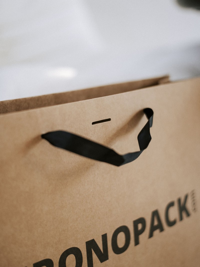 Luxury paper bags - Kraft L - Ribbon handles