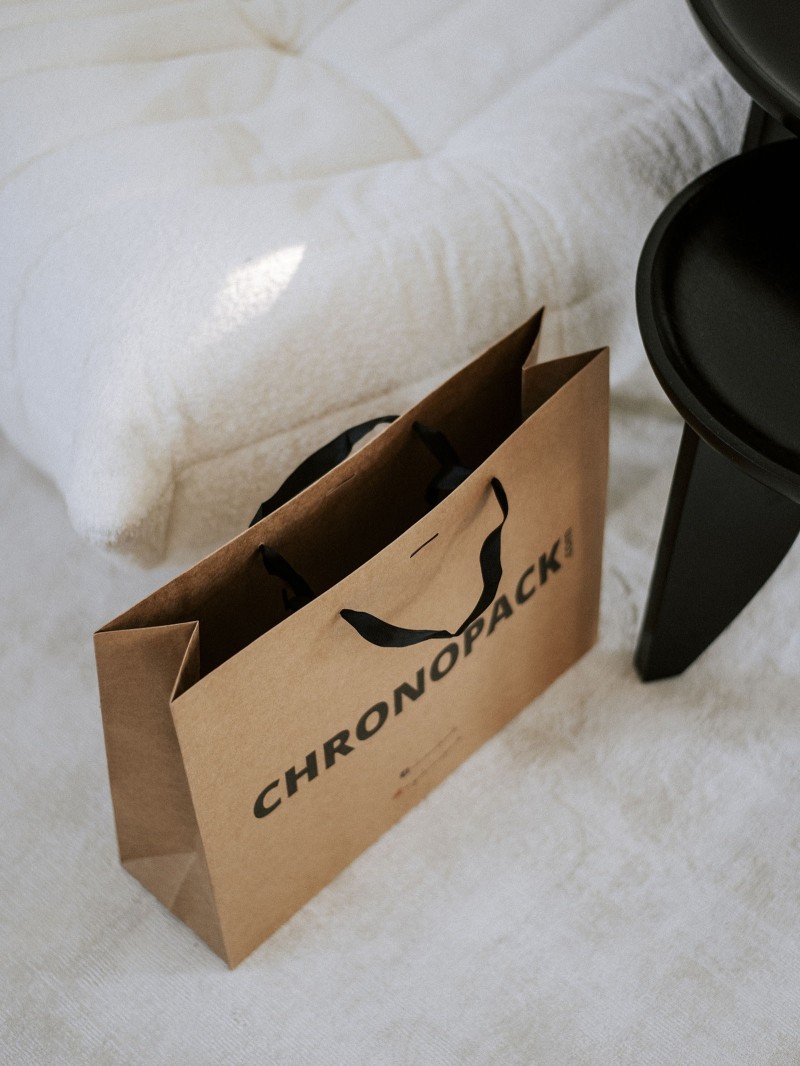 Luxury paper bags - Kraft L - Ribbon handles