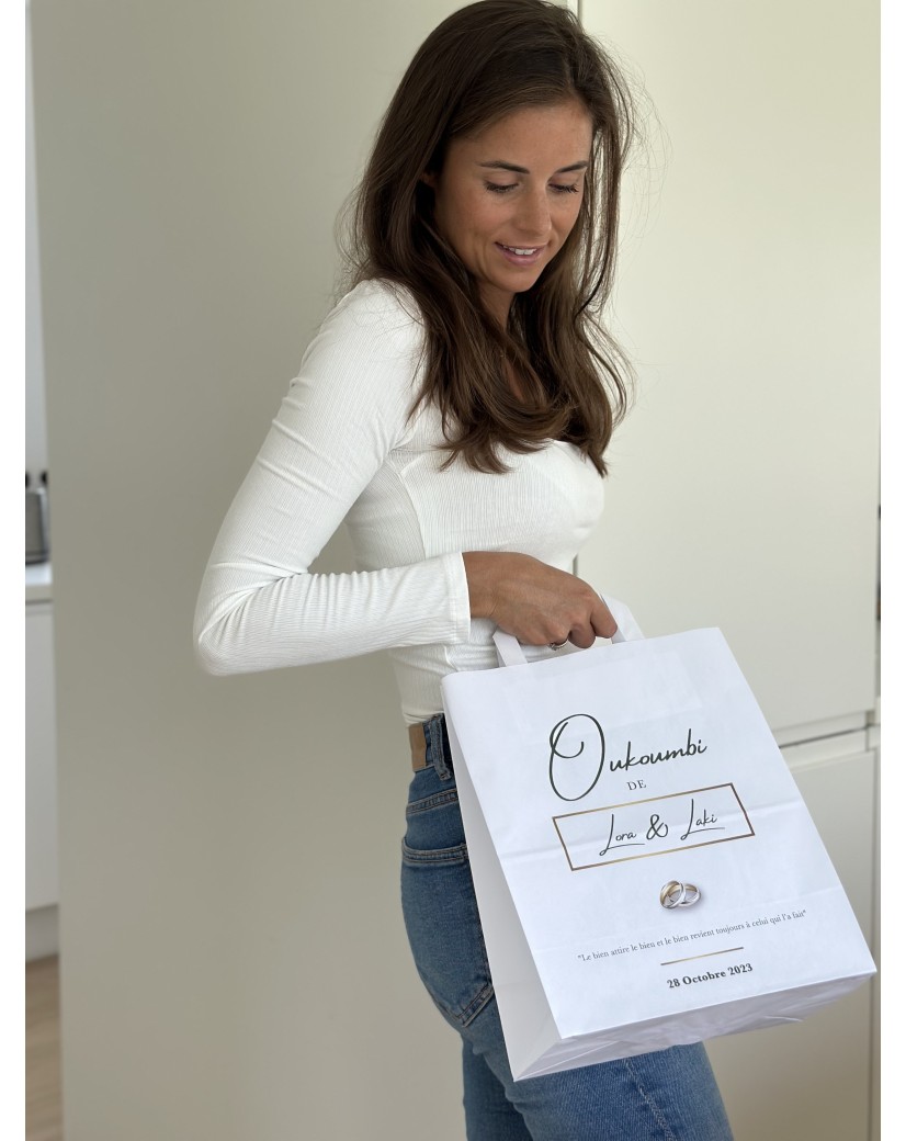TAS MET PLAT HANDVAT - WIT M (26x12x35cm)