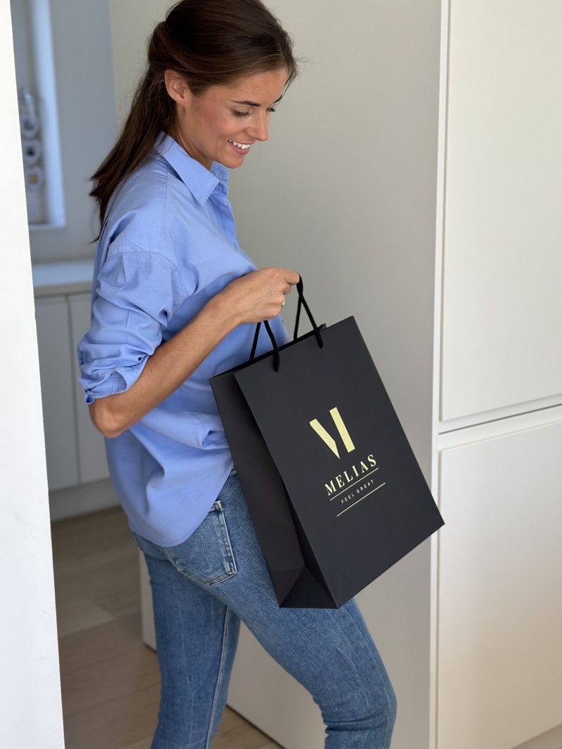 Bolsas de papel de lujo - Negro M - Asas con cordón