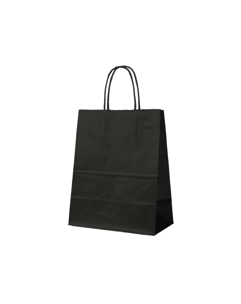 Papieren Tas Zwart M (22x10x31cm)