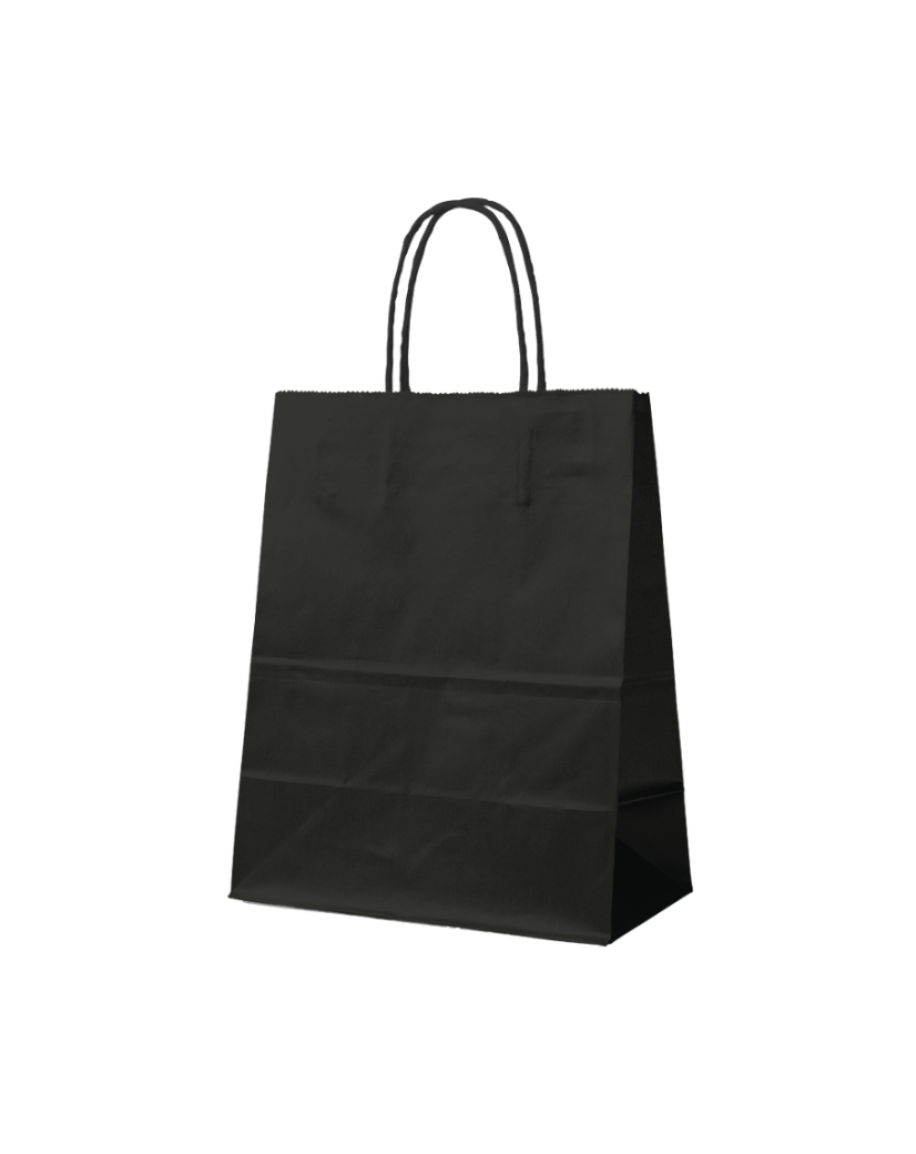 Papieren Tas Zwart L (32x12x41cm)