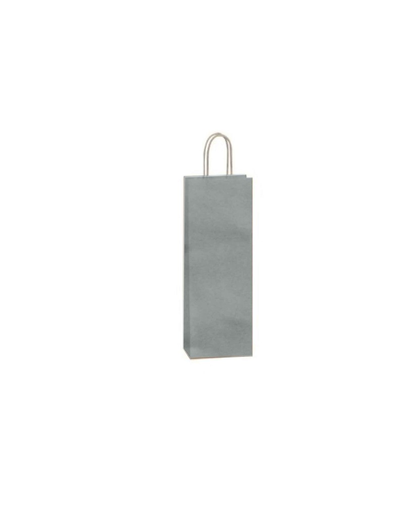 Papieren Tas – Zilver 1 Fles (14x8x39cm)