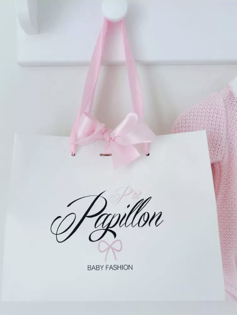 Luxury paper bags - White M - Ribbon handles