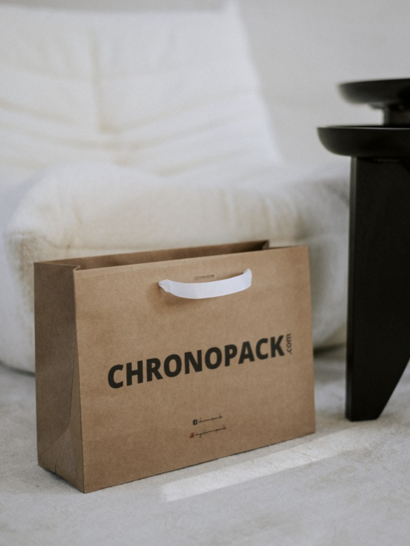 Luxury paper bags - Kraft M - Ribbon handles