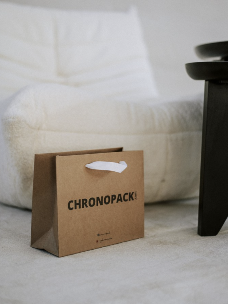 Luxury paper bags - Kraft S - Ribbon handles