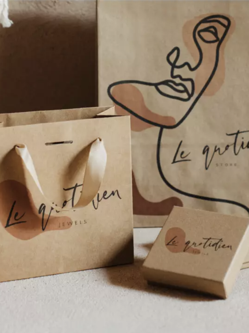 Chronopack Sac papier luxe poignées rubans - Kraft XS