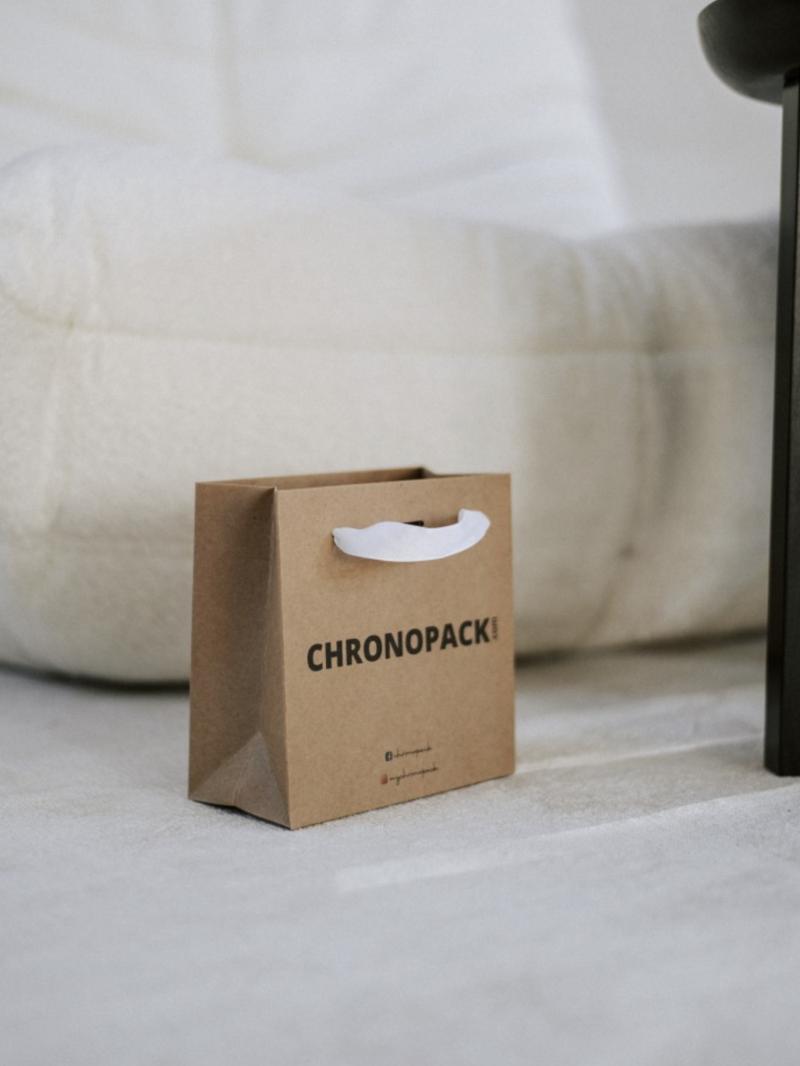 Luxe Papieren Tas - Handvat Zwart Lint - Kraft XS