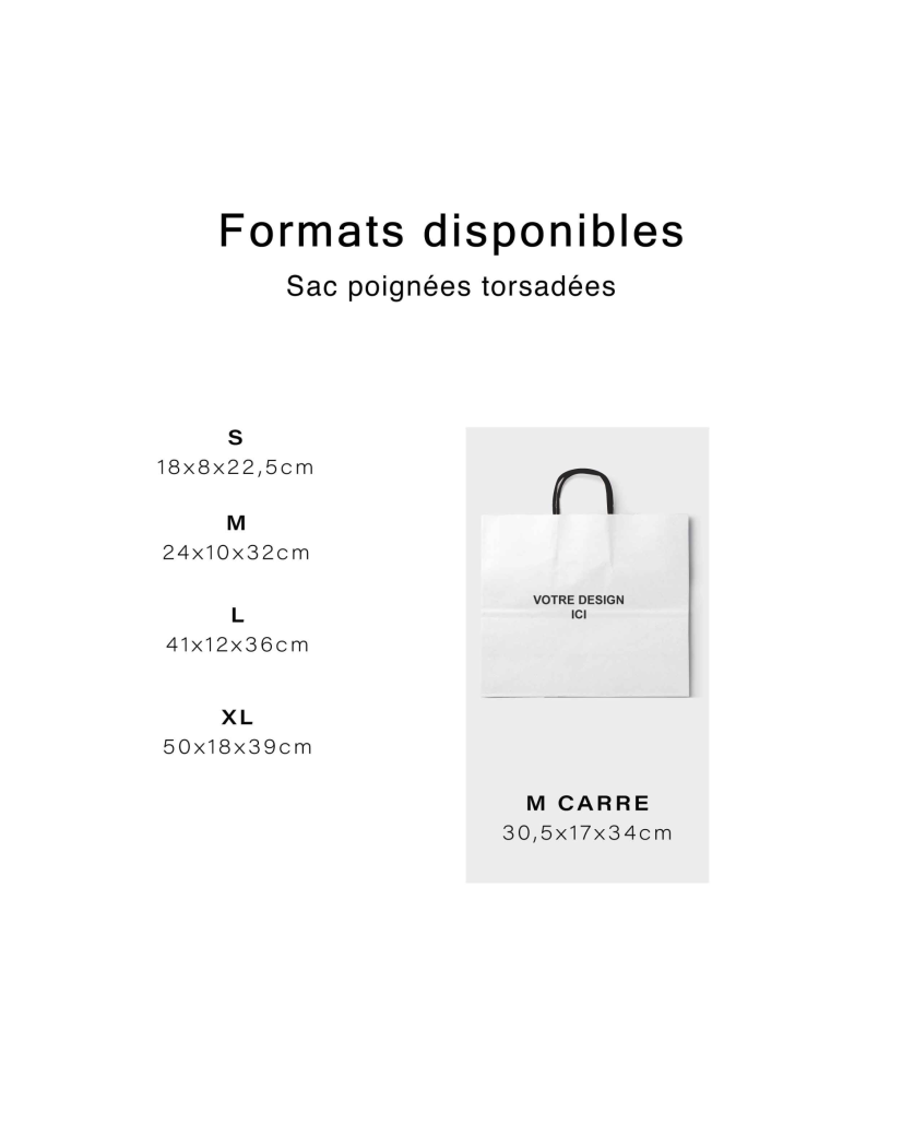 Bolsas de asas negras retorcidas - Blanco M CUADRADO (30,5x17x34cm)